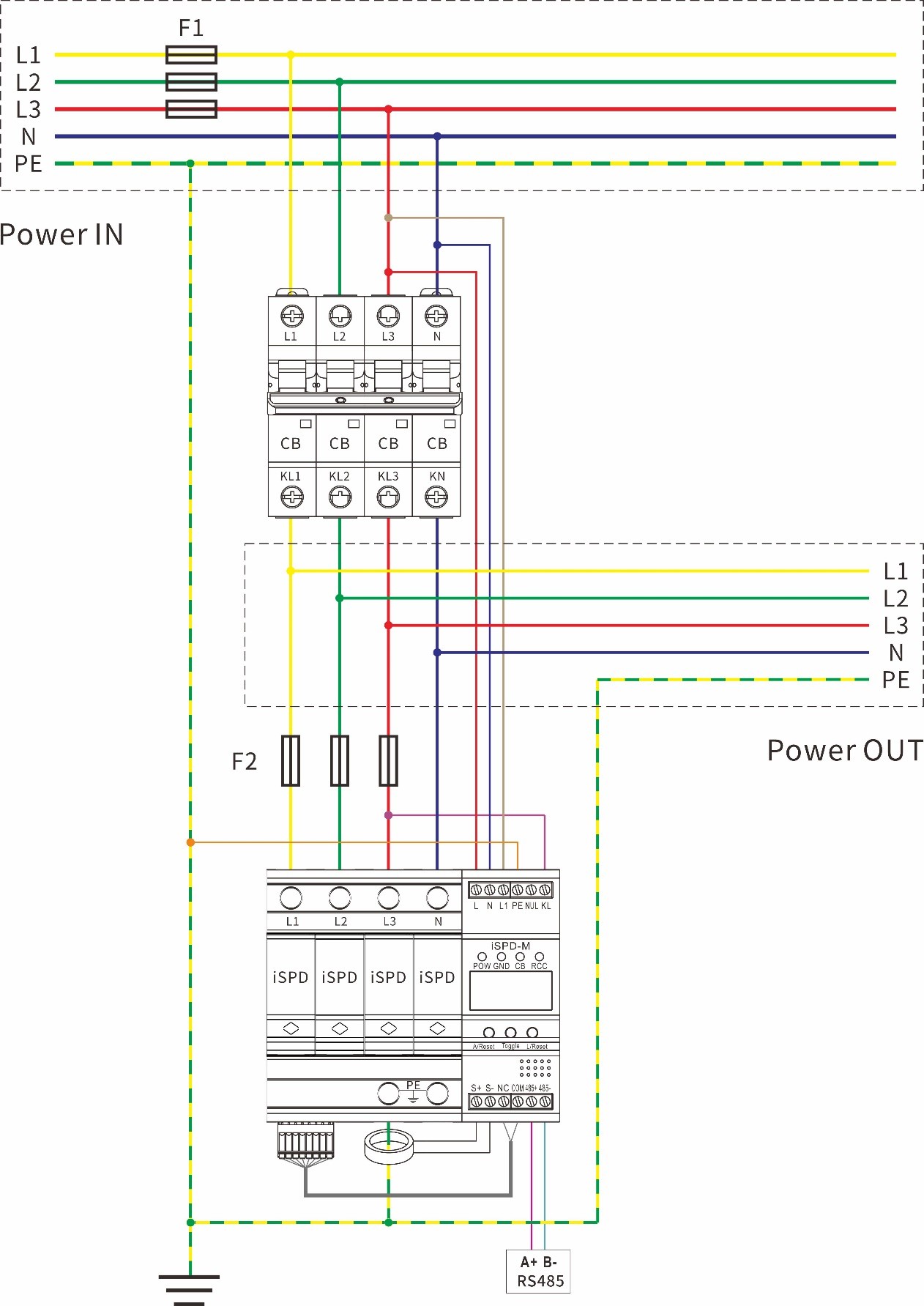 OSPD 4011-3P installation and wiring example